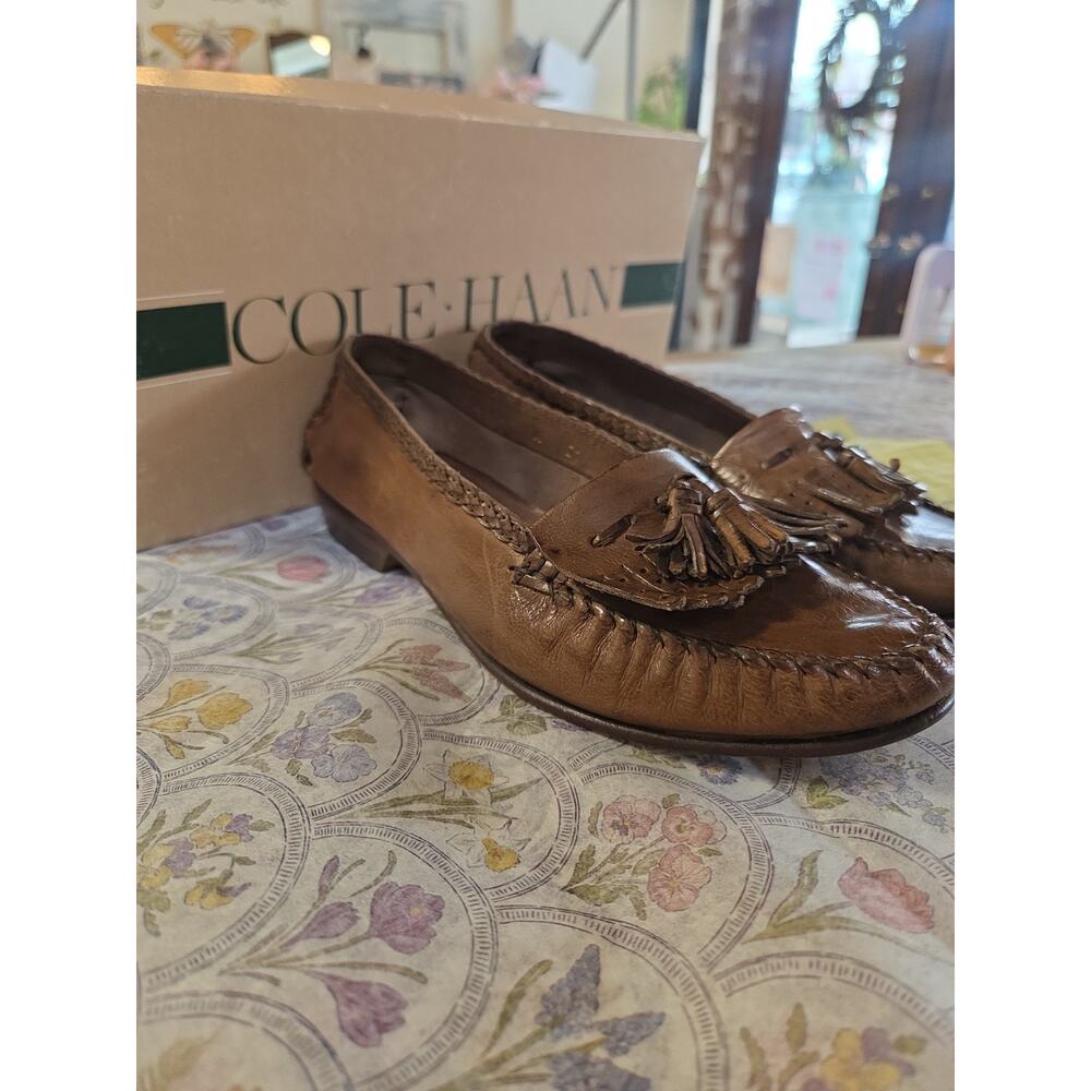 1980s Cole Haan Brown Tassel Loafers Womens In Box Size 6.5 Has Orig Receipt - Picture 2 of 15